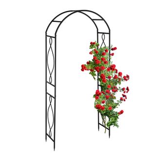 Relaxdays Relaxdays - Arco Jard&iacute;n Met&aacute;lico, Soporte Trepadoras, Dise&ntilde;o Redondo, 230 X 100 X 40 Cm, Tutor Plantas Enredaderas, Negro