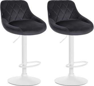 Clp Set De 2 Taburetes Lazio En Terciopelo Gris Oscuro Blanco