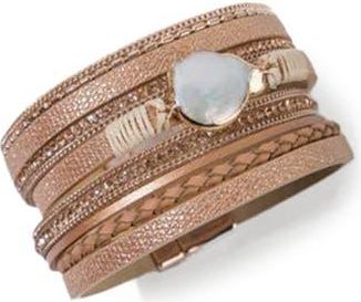 Saachi Stone Multi Layer Faux Leather Bracelet in Rose Gold at Nordstrom Rack