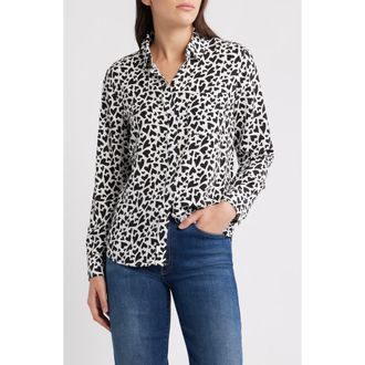 Rails Kathryn Heart Print Long Sleeve Button-Up Shirt in Ivory Amore at Nordstrom, Size Xx-Small