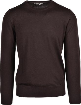 Brooksfield Brown Classic Virgin Wool Crewneck Sweater