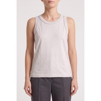 Brunello Cucinelli Womens Light Grey Striped Tank Top, Size XXS