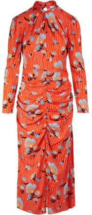 Self Portrait Orange Botanical Floral Printed Midi Dress
