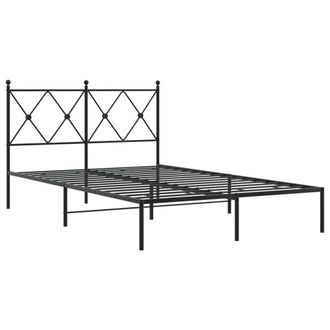 Berkfield Home Metal Bed Frame without Mattress with Headboard Black 120x190cm | Size: 120x190 cm