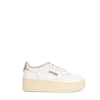 Autry Sneakers, female, White, 7 UK, White Platform Low Leather Flat Shoes