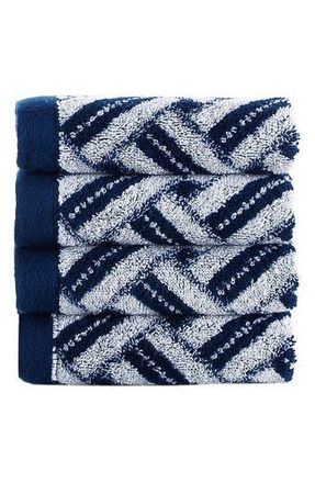 Brooks Brothers Crisscross Stripe 4-Pack Turkish Cotton Hand Towels in Navy at Nordstrom Rack