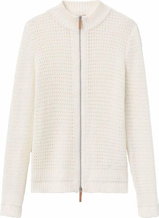 Lafayette 148 New York Womens Open Knit Bomber Cardigan In Cloud