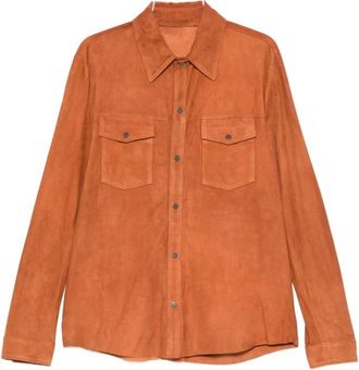 Salvatore Santoro 50516-U Leren Jas - Heren - Casual Overhemden - Bruin - L - Leer - Overhemden