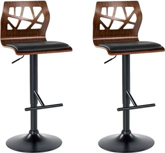 Beliani Set of 2 Bar Chairs PETERSBURG Faux Leather Swivel Black