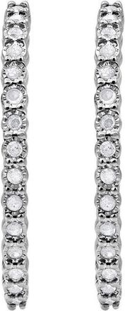 DiamondMuse Diamond Muse 1.00 cttw White Gold Over Sterling Silver Inside Out Diamond Hoop Earrings for Women