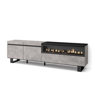 Skraut Home Skraut Home - Mueble Tv, Televisi&oacute;n, Muebles De Sal&oacute;n, Almacenaje, 200x57x35cm, Para Tv Hasta 80, Chimenea El&eacute;ctrica, Dise&ntilde;o Industrial, Estilo Modern