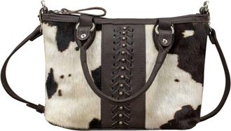 American West Womens Cowtown Small Zip-Top Satchel With Conceal Carry Pocket In Pony Hair-On