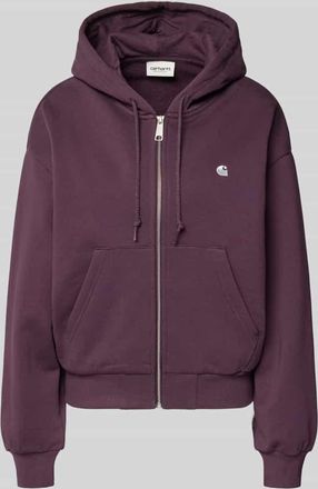 Carhartt Work in Progress Sweatjacke mit Logo-Stitching Modell Casey in Lila, Gr&ouml;&szlig;e XS