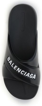 Balenciaga Mens Slides Cross-Logo Black-White Rubber Trainers Black/white Sneaker
