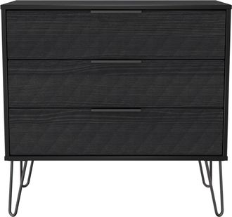 Lewis's Harlequin 3 Drawer Chest in Black Ash - Ready Assembled - Lewiss Home | TJ Hughes