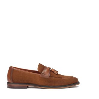 Kazar Heren elegante loafers van bonded leer versierd met een clutch - Heren - Loafers - Bruin - 42 EU - Leer - Schoenen