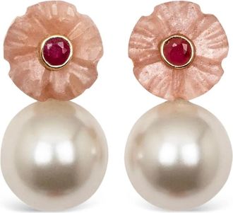 Jennifer Behr Orecchini Libby con fiore - Rosa