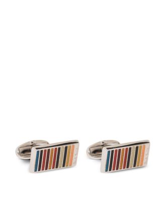 Paul Smith striped cufflinks - men - Copper - One Size - Silver