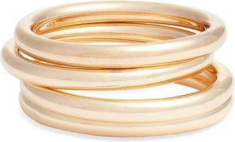 Open Edit Set of 4 Polished Bangle Bracelets in Gold at Nordstrom