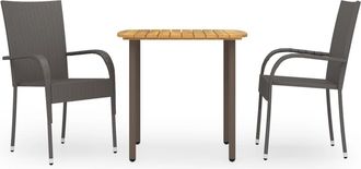 vidaXL Set De Comedor De Jard&iacute;n 3 Pzas Rat&aacute;n Sint&eacute;tico Marr&oacute;n Vidaxl
