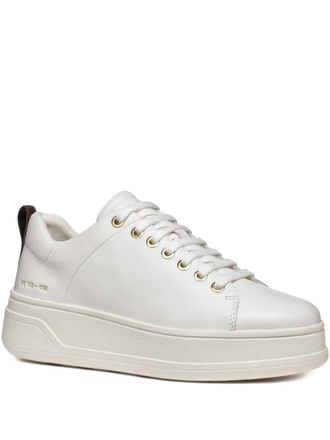 Geox platform gold-eyelet sneakers - women - Fabric/Fabric/Calf Leather/Rubber - 40 - White
