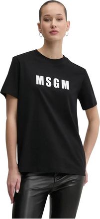 Msgm Bedruikt T-shirt - Dames - T-shirts - Zwart - XS - Katoen - Tops