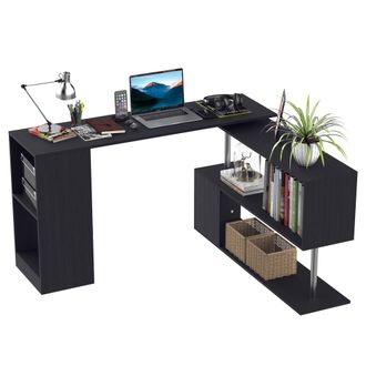 HOMCOM Homcom - Scrivania Per Computer Angolare E Salvaspazio Tavolo Da Pranzo In Legno