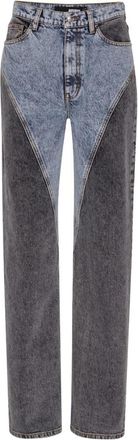 Rotate Patchwork Straight-Leg Jeans - Dames - Regular Fit Jeans - Blauw - W26 - Katoen - Jeans