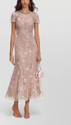 Self Portrait sequin embellished floral midi dress