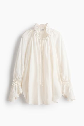 H&M Oversized Bluse aus Leinenmix - Weiss