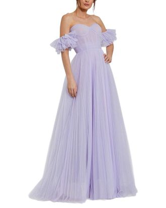 Mac Duggal Off-Shoulder Tulle A-Line Gown