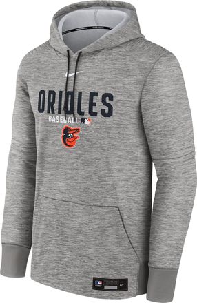 Nike Mens Baltimore Orioles Authentic Collection Nike Therma MLB Pullover Hoodie in Grey | NAC3086NOLE-RMG