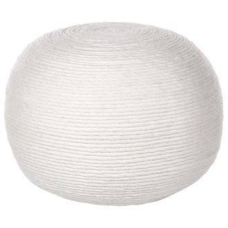 Beliani Beliani - Puf Boho Redondo Hecho A Mano Otomana De Lana 50 X 50 Cm Blanco Takhabi