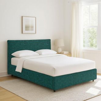 Dmora Cama Doble Crewe, Desenfundable, Hecho En Italia, Verde Petr&oacute;leo