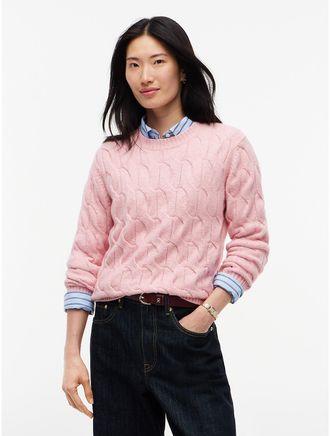 Tommy Hilfiger Womens Cable Knit Crewneck Sweater - Pink - XXL