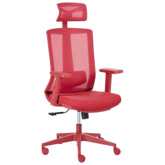 Beliani Silla De Oficina Ergon&oacute;mica Respaldo Ajustable Asiento Deslizante Reposabrazos Ajustables Rojo Enso
