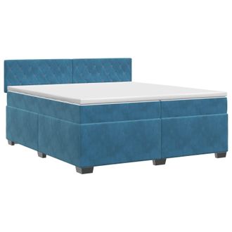 vidaXL Letto Box Spring Con Materasso Blu Scuro 200 X 200 Cm Velluto Vidaxl