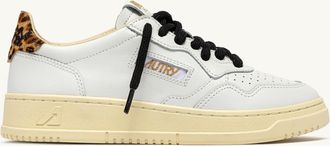 Autry MEDALIST LOW SNEAKERS IN WHITE AND LEOPARD LEATHER