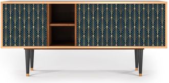 StoryZ Mueble de TV azul y amarillo 3 puertas L 150 cm