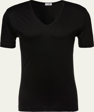 Zimmerli Mens Sea Island V-Neck Cotton T-Shirt
