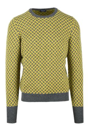 Drumohr Cashmere Crew Neck Pullover - Yellow/Grey