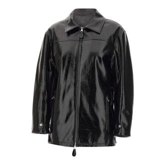 Courr&egrave;ges Jassen, Dames, Zwart, S, Katoen, Oversized Vinyl Jas