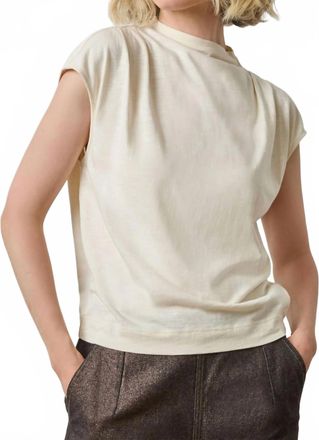 Lilla P Cap Sleeve Mock Top In Snow