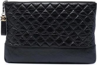 Chanel Pre-owned Gabrielle O-Case - Dames - Vintage Clutch - Zwart - ONE Size - Leer - Vintage