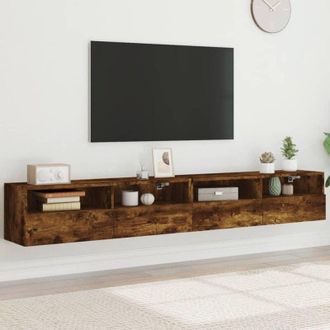vidaXL Vidaxl - Mobili tv Parete 2pz Rovere Fumo 100x30x30 cm Legno Multistrato