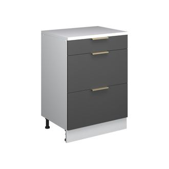 Vicco Armario De Cocina Para Techo Inclinado R-line, Antracita-oro, 60 Cm Sin Inclinaci&oacute;n Con 3 Cajones, Vicco
