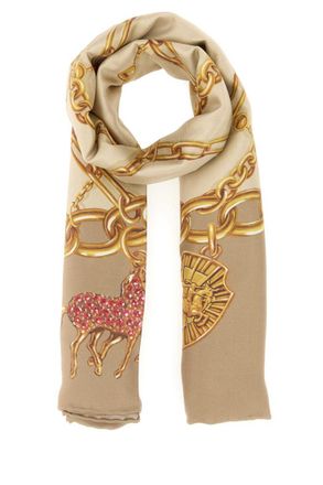 Burberry Beige Equestrian Printed Scarves