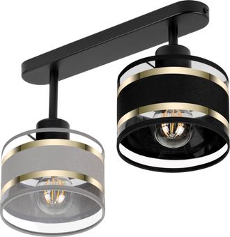 OEM L&aacute;mpara De Techo Negra Con Pantallas, Metal Industrial, 2xe27, Iluminaci&oacute;n Led Moderna Para Sal&oacute;n, Cocina, Dormitorio, Habitaci&oacute;n Infantil, Loft
