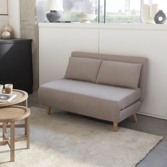 Sweeek 2-seater Scandi-style Folding Sofa Bed in Beige