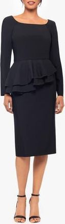 Betsy & Adam Long Sleeve Peplum Cocktail Dress in Black at Nordstrom Rack, Size 2